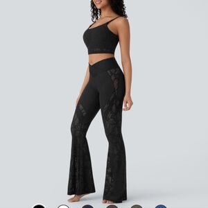 Black Lace Flare Leggings